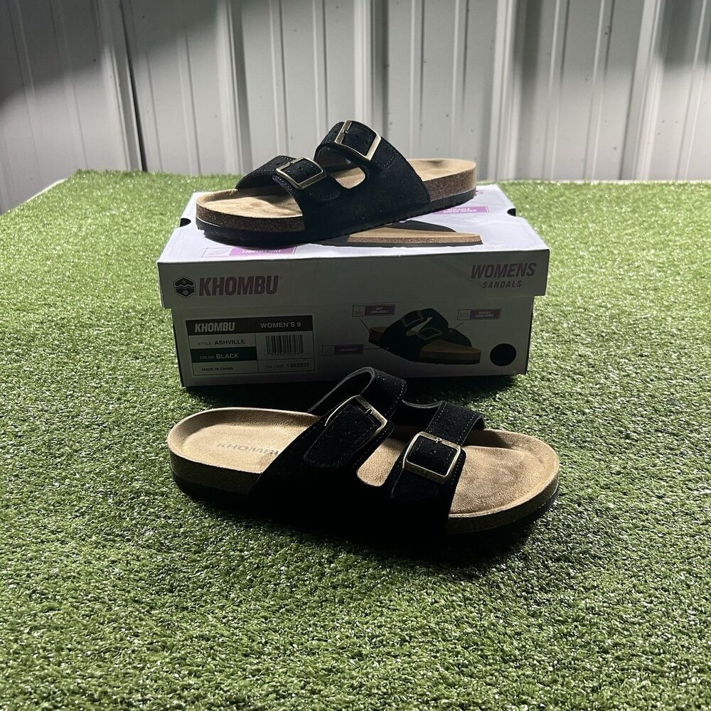 Khombu Asheville Women's Size 9 Black Double Buckle Sandals